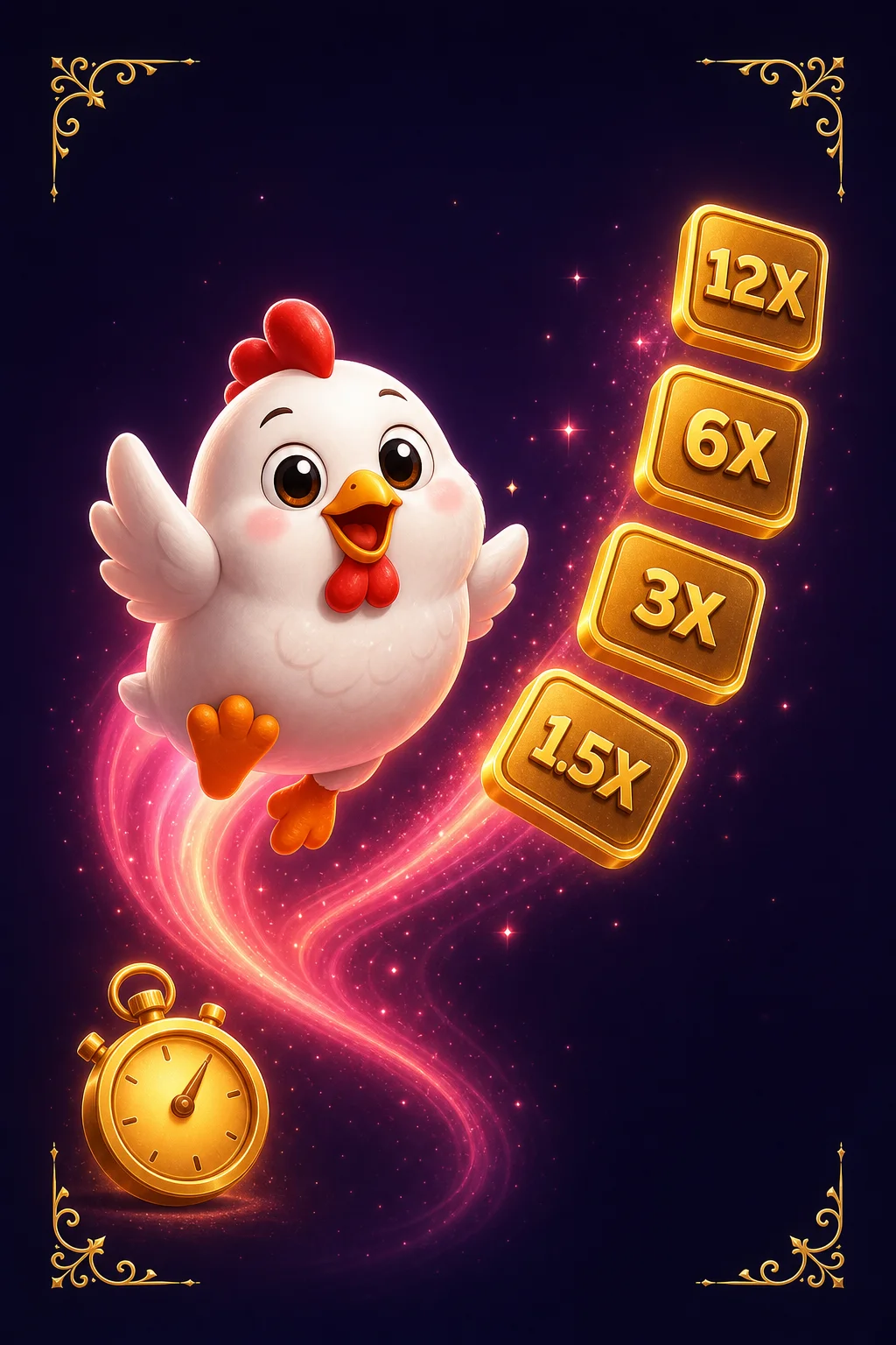 Chicken Road Gameplay Screenshot - Huhn überquert Strasse mit Multiplikator und Cash-Out-Button
