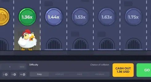 Chicken Road Screenshot 3 - Schwierigkeitsauswahl und Rundenverlauf